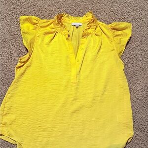 Yellow Ruffle Collar Blouse - Women